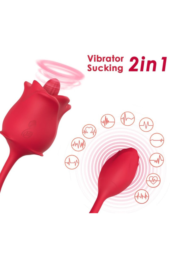ARMONY - STIMOLATORE E VIBRATORE ROSA 2 IN 1 CON ASPIRAZIONE E CODA ROSSA 10 MODALITÀ