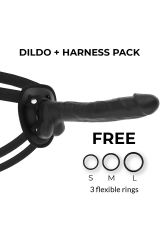 COCK MILLER - IMBRACATURA + COCKSIL ARTICOLABILE DENSIT SILICONE NERO 24 CM