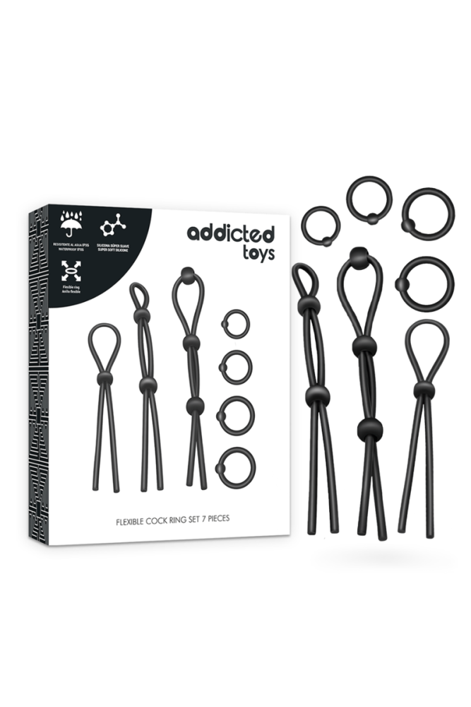 ADDICTED TOYS - SET DI ANELLI PER IL CAZZO FLESSIBILI IN SILICONE 7 PEZZI