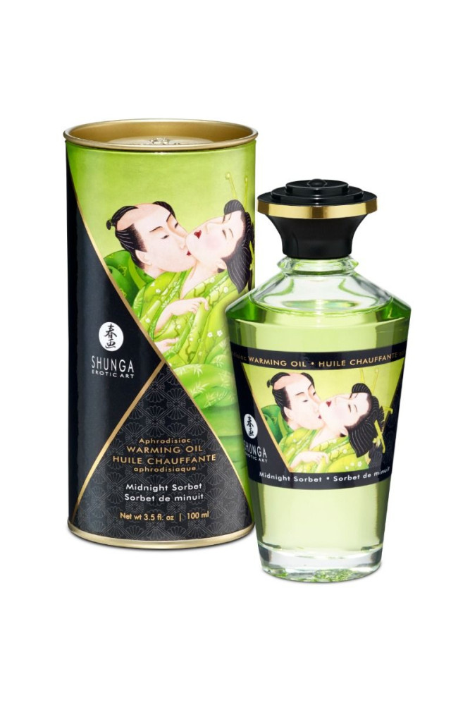 SHUNGA - OLIO DA MASSAGGIO CON EFFETTO CALORE GUSTO SORBETTO DI MEZZANOTTE 100 ML