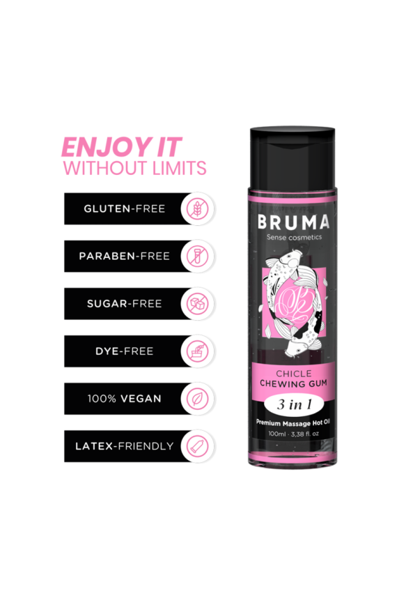 BRUMA - OLIO DA MASSAGGIO PREMIUM EFFETTO CALORE SAPORE GOMMA 3 IN 1 - 100 ML