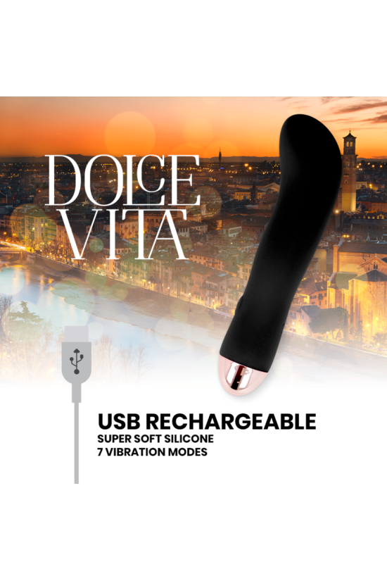 DOLCE VITA - VIBRATORE RICARICABILE DUE NERO 7 VELOCITÀ