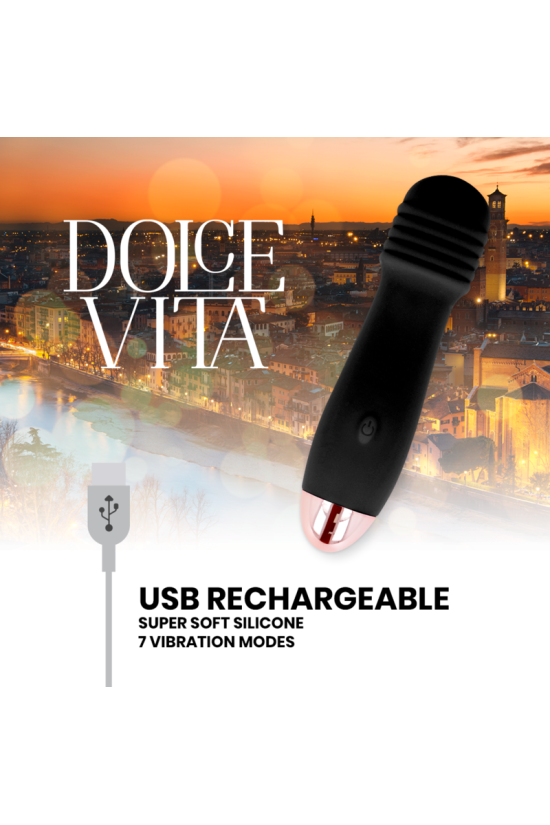 DOLCE VITA - VIBRATORE RICARICABILE TRE NERO A 7 VELOCITÀ