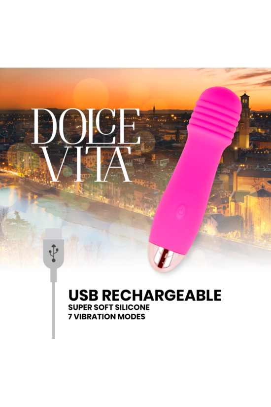 DOLCE VITA - VIBRATORE RICARICABILE TRE ROSA 7 VELOCITÀ
