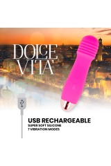 DOLCE VITA - VIBRATORE RICARICABILE TRE ROSA 7 VELOCITÀ