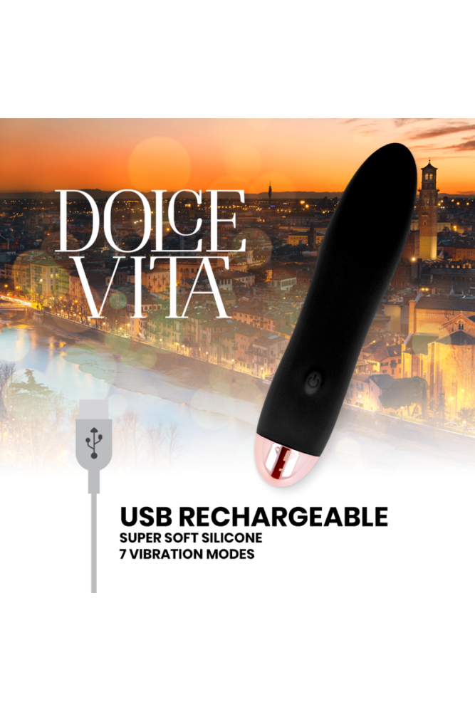 DOLCE VITA - VIBRATORE RICARICABILE QUATTRO NERO A 7 VELOCITÀ