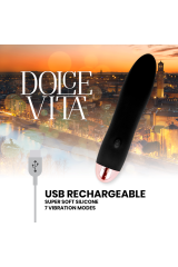 DOLCE VITA - VIBRATORE RICARICABILE QUATTRO NERO A 7 VELOCITÀ