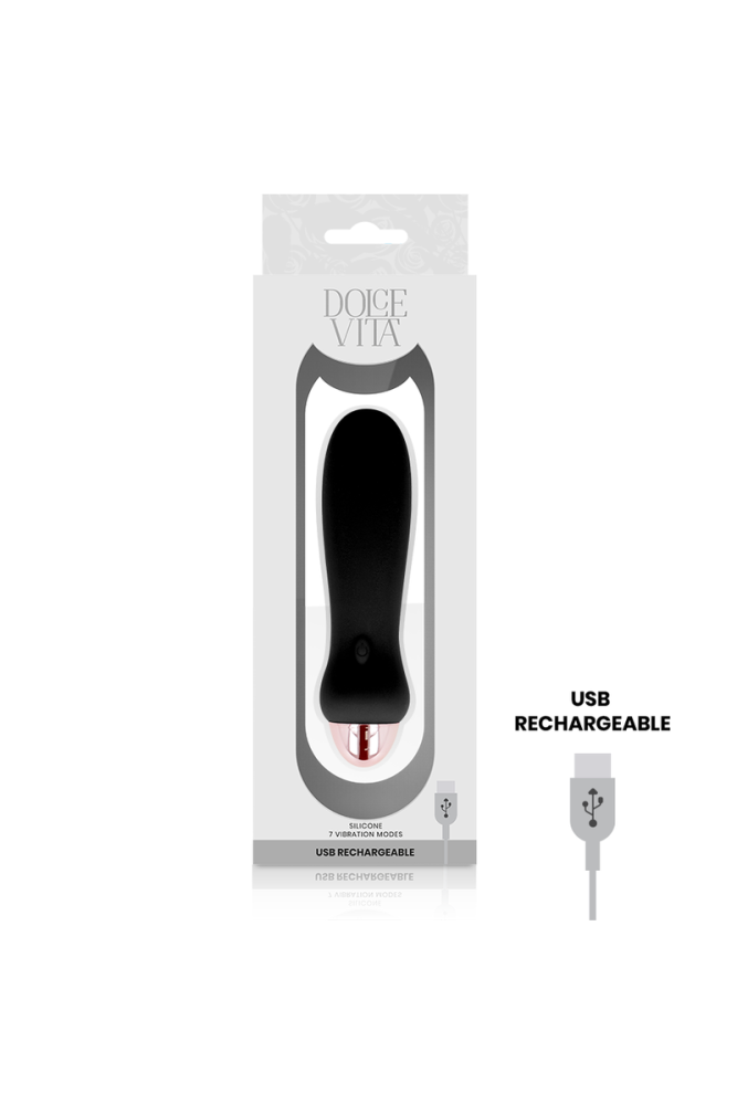 DOLCE VITA - VIBRATORE RICARICABILE CINQUE NERO A 7 VELOCITÀ