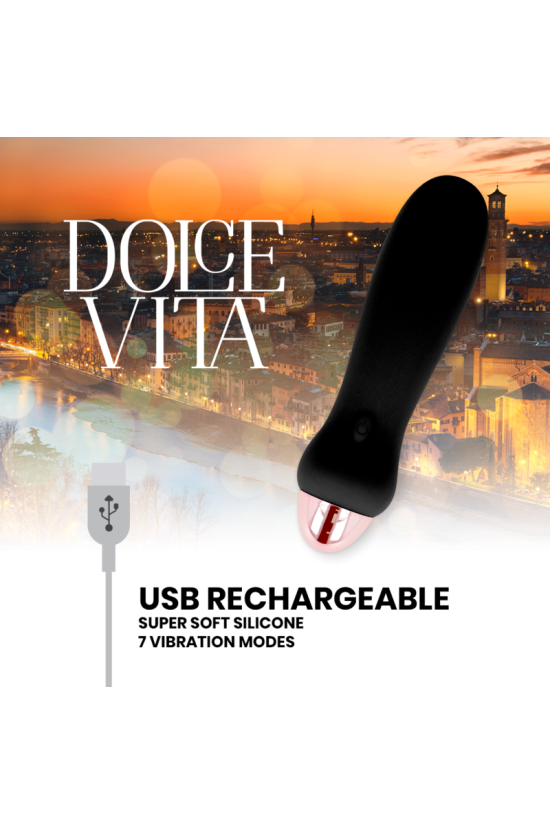 DOLCE VITA - VIBRATORE RICARICABILE CINQUE NERO A 7 VELOCITÀ