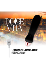 DOLCE VITA - VIBRATORE RICARICABILE CINQUE NERO A 7 VELOCITÀ