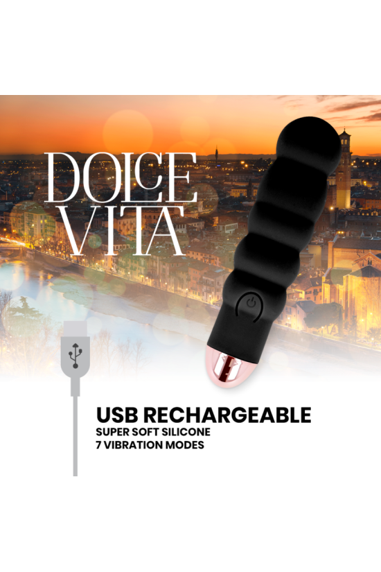 DOLCE VITA - VIBRATORE RICARICABILE SEI NERO 7 VELOCITÀ