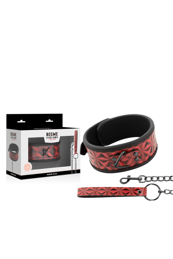 BEGME - COLLARE IN PELLE VEGANA PREMIUM RED EDITION CON FODERA IN NEOPRENE