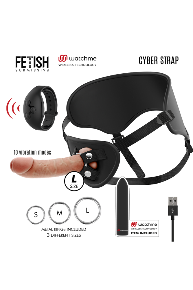 FETISH SUBMISSIVE CYBER STRAP - IMBRAGATURA CON DILDO E TELECOMANDO BULLET TECNOLOGIA WATCHME L