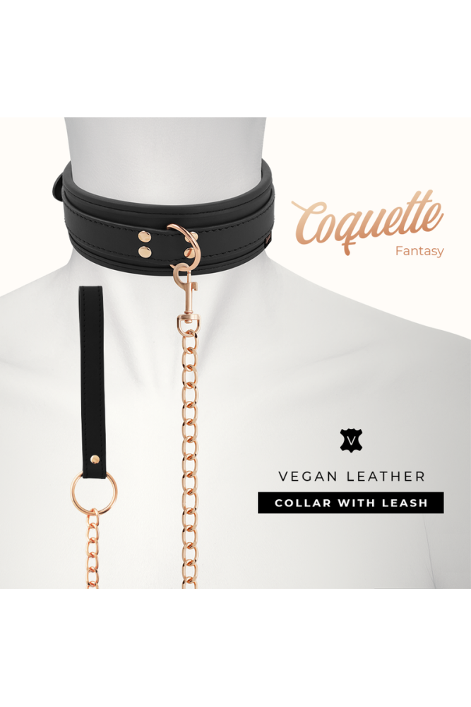 COQUETTE CHIC DESIRE - COLLANA IN PELLE FANTASIA VEGANA CON CINTURINO E FODERA IN NEOPRENE