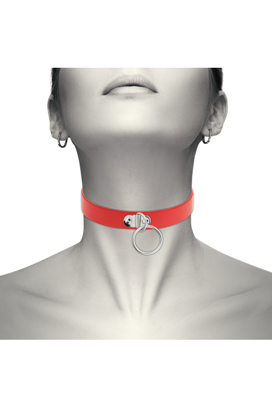 COQUETTE CHIC DESIRE - COLLANA IN PELLE VEGANA ROSSA ACCESSORIO FETISH DONNA