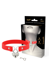 COQUETTE CHIC DESIRE - COLLANA IN PELLE VEGANA ROSSA CON ACCESSORIO CUORE CON CHIAVE