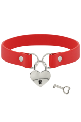 COQUETTE CHIC DESIRE - COLLANA IN PELLE VEGANA ROSSA CON ACCESSORIO CUORE CON CHIAVE