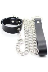 OHMAMA FETISH - COLLANA PER PENE E CINTURINO IN PELLE CON CATENA IN METALLO