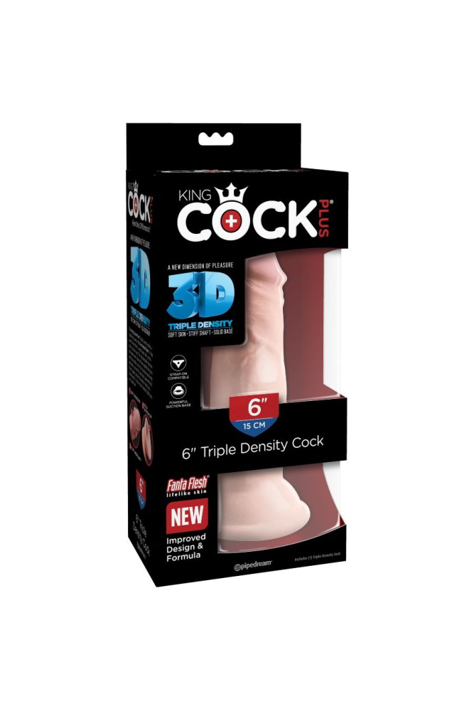KING COCK - DILDO TRIPLA DENSIT 15 CM