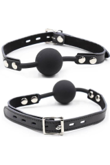 OHMAMA FETISH - BALL GAG IN SILICONE CON CINTURA IN PELLE (LUCCHETTO INCLUSO)