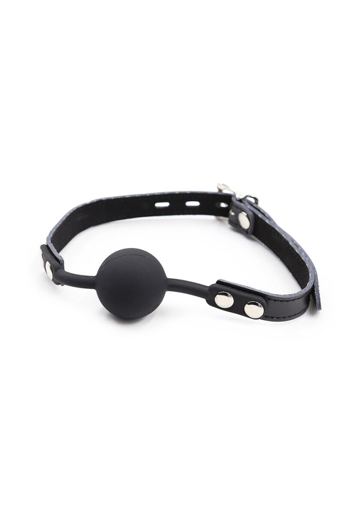 OHMAMA FETISH - BALL GAG IN SILICONE CON CINTURA IN PELLE (LUCCHETTO INCLUSO)