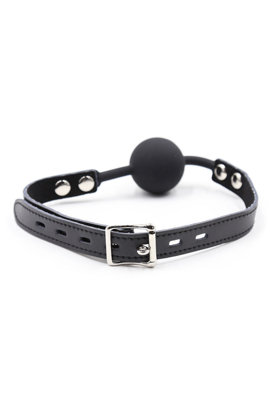 OHMAMA FETISH - BALL GAG IN SILICONE CON CINTURA IN PELLE (LUCCHETTO INCLUSO)