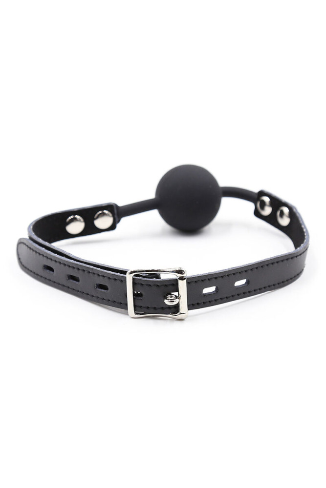 OHMAMA FETISH - BALL GAG IN SILICONE CON CINTURA IN PELLE (LUCCHETTO INCLUSO)