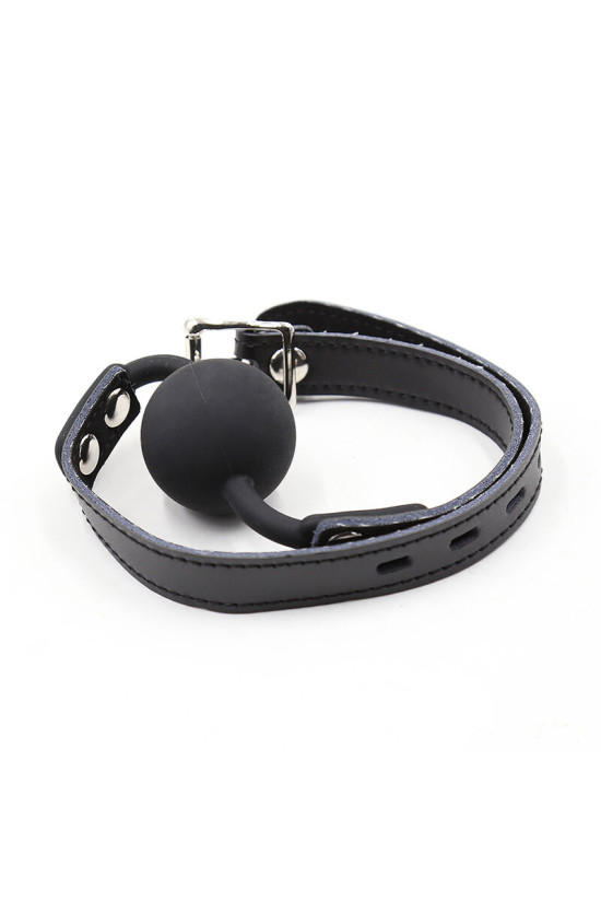 OHMAMA FETISH - BALL GAG IN SILICONE CON CINTURA IN PELLE (LUCCHETTO INCLUSO)