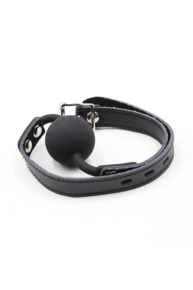 OHMAMA FETISH - BALL GAG IN SILICONE CON CINTURA IN PELLE (LUCCHETTO INCLUSO)