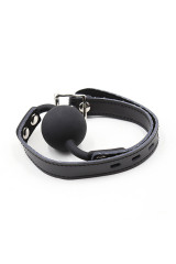 OHMAMA FETISH - BALL GAG IN SILICONE CON CINTURA IN PELLE (LUCCHETTO INCLUSO)