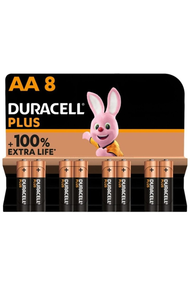 DURACELL - BATTERIA ALCALINA PLUS POWER 100 AA LR6 8 UNIT