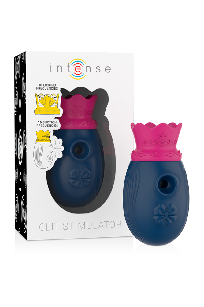 INTENSE - STIMOLATORE CLITORIDEO 10 MODALITÀ DI ASPIRAZIONE E LECCATURA - BLU