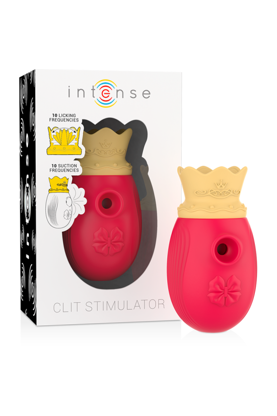 INTENSE - STIMOLATORE CLITORIDEO 10 MODALITÀ DI ASPIRAZIONE E LECCATURA - ROSSO