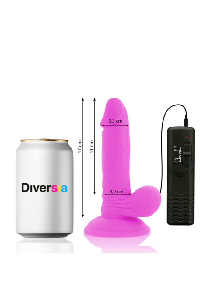DIVERSIA - DILDO VIBRANTE FLESSIBILE VIOLA 17 CM -O- 3.3 CM