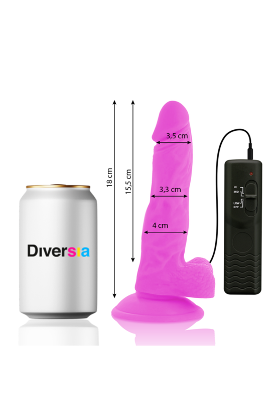 DIVERSIA - DILDO VIBRANTE FLESSIBILE VIOLA 18 CM -O- 4 CM