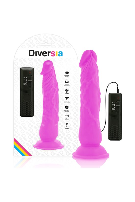 DIVERSIA - DILDO VIBRANTE FLESSIBILE VIOLA 21 CM -O- 4.9 CM