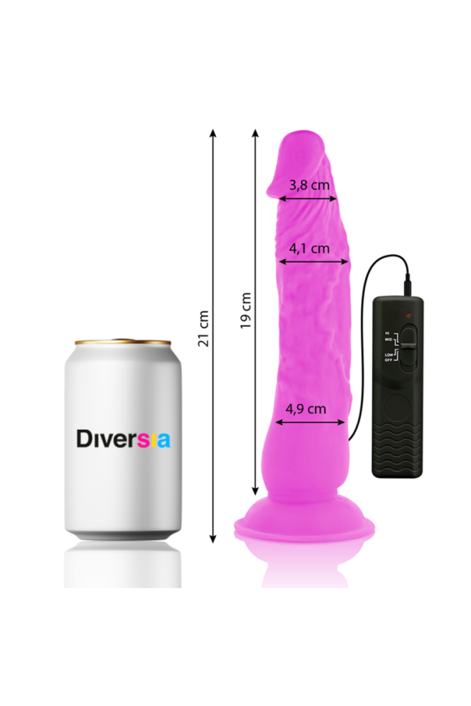DIVERSIA - DILDO VIBRANTE FLESSIBILE VIOLA 21 CM -O- 4.9 CM