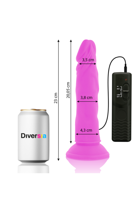 DIVERSIA - DILDO VIBRANTE FLESSIBILE VIOLA 23 CM -O- 4.3 CM