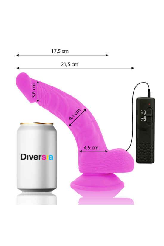 DIVERSIA - DILDO VIBRANTE FLESSIBILE VIOLA 21.5 CM -O- 4.5 CM