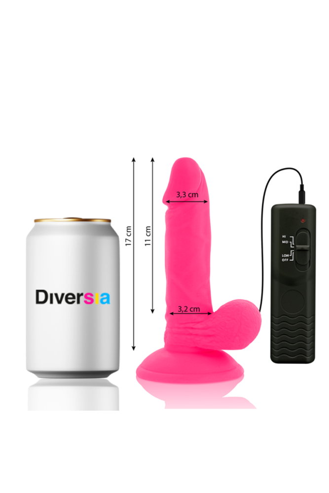 DIVERSIA - DILDO VIBRANTE FLESSIBILE ROSA 17 CM -O- 3.3 CM