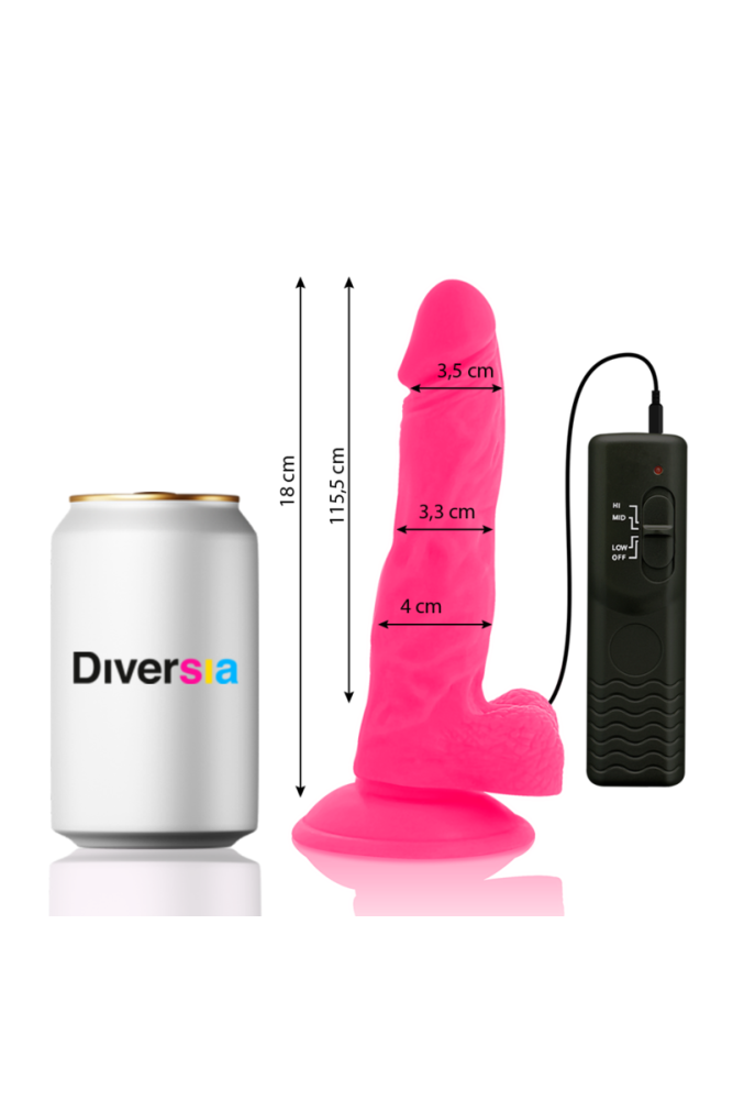 DIVERSIA - DILDO VIBRANTE FLESSIBILE ROSA 18 CM -O- 4 CM