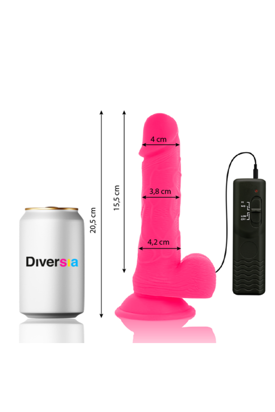 DIVERSIA - DILDO VIBRANTE FLESSIBILE ROSA 20.5 CM -O- 4.2 CM