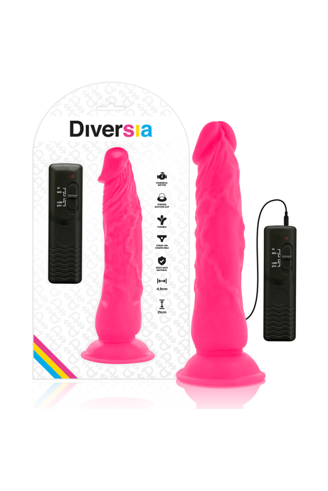 DIVERSIA - DILDO VIBRANTE FLESSIBILE ROSA 21 CM -O- 4.9 CM