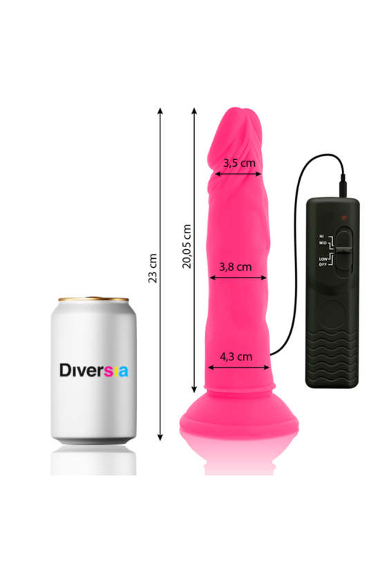 DIVERSIA - DILDO FLESSIBILE CON VIBRAZIONE ROSA 23 CM -O- 4.3 CM