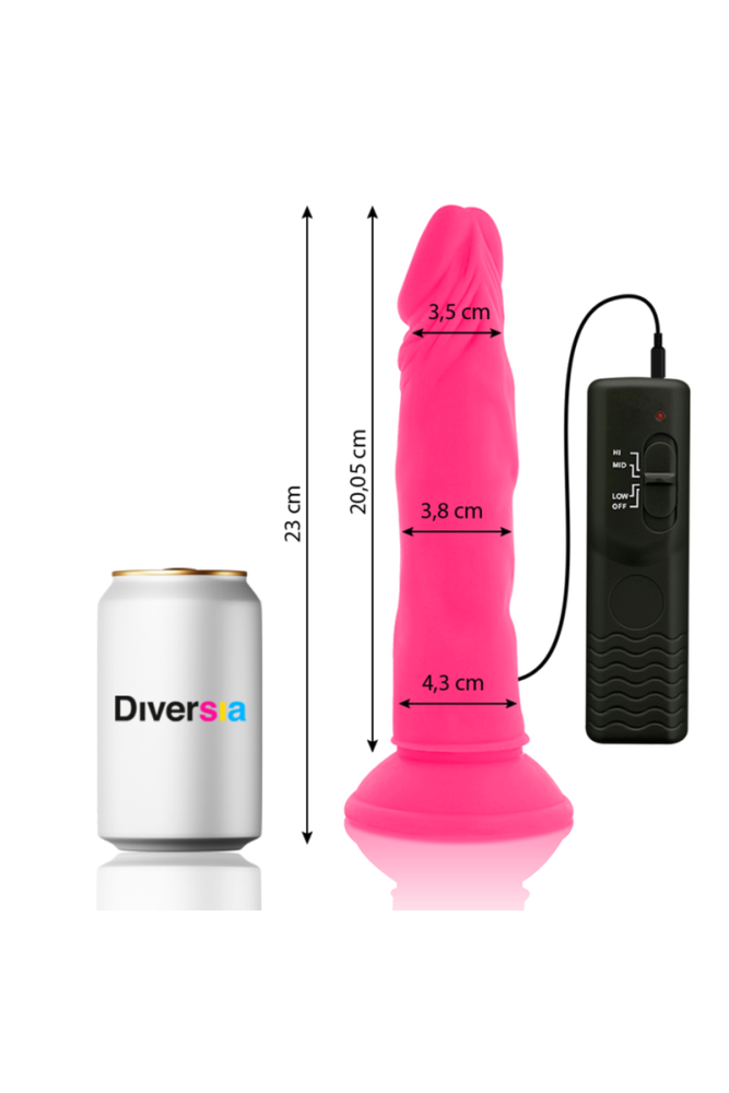 DIVERSIA - DILDO FLESSIBILE CON VIBRAZIONE ROSA 23 CM -O- 4.3 CM
