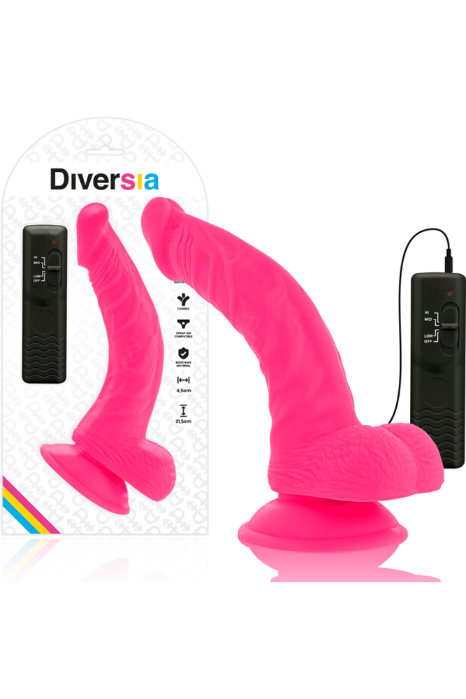 DIVERSIA - DILDO VIBRANTE FLESSIBILE ROSA 21.5 CM -O- 4.5 CM