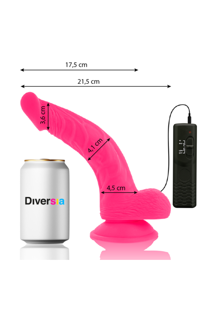 DIVERSIA - DILDO VIBRANTE FLESSIBILE ROSA 21.5 CM -O- 4.5 CM