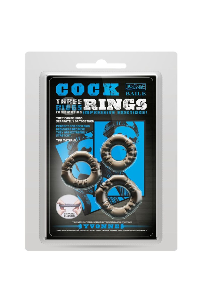 BAILE - ANELLI PER IL CAZZO YVONNE SET 3 ANELLI PER IL PENE