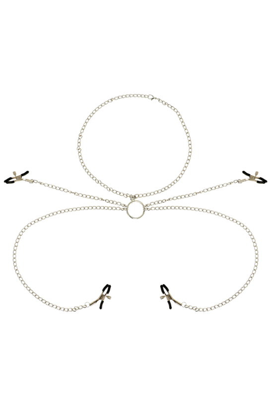 OHMAMA FETISH 4 MORSETTI PER CAPEZZOLI CON COLLANA A CATENA