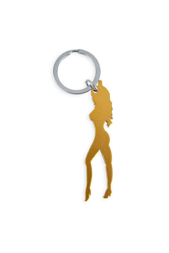 DIABLO PICANTE - PORTACHIAVI CON SILHOUETTE FEMMINILE COLOR ORO CON APRIBIRRA